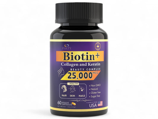 Revitalize Your Beauty! Biotin, Collagen & Keratin Complex – 25,000 mcg with Hyaluronic Acid & B Vitamins – Clinically Tested for Lush Hair, Radiant Skin, Strong Nails – 60 Capsules