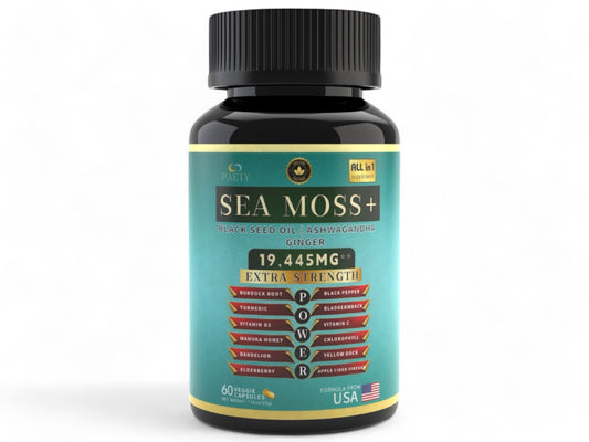 Premium Sea Moss 7000mg with Black Seed Oil, Ashwagandha, Turmeric, Elderberry, Bladderwrack, Ginger, Manuka, Vitamins C & D3, ACV – Immune Function and Daily Nutritional Support